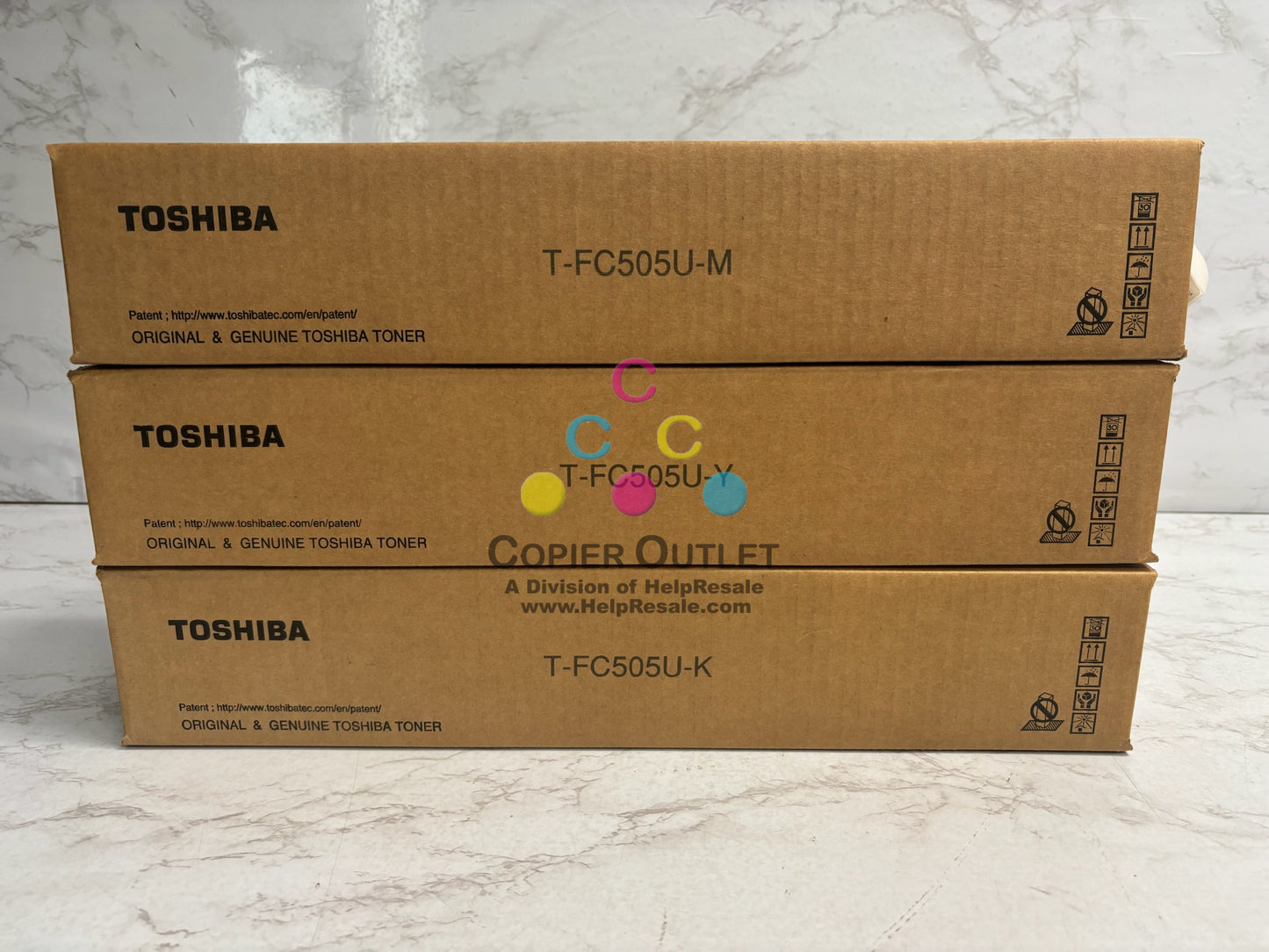 3 New Genuine Toshiba eStudio 2505AC,3005AC MYK Toners T-FC505U (No Cyan)