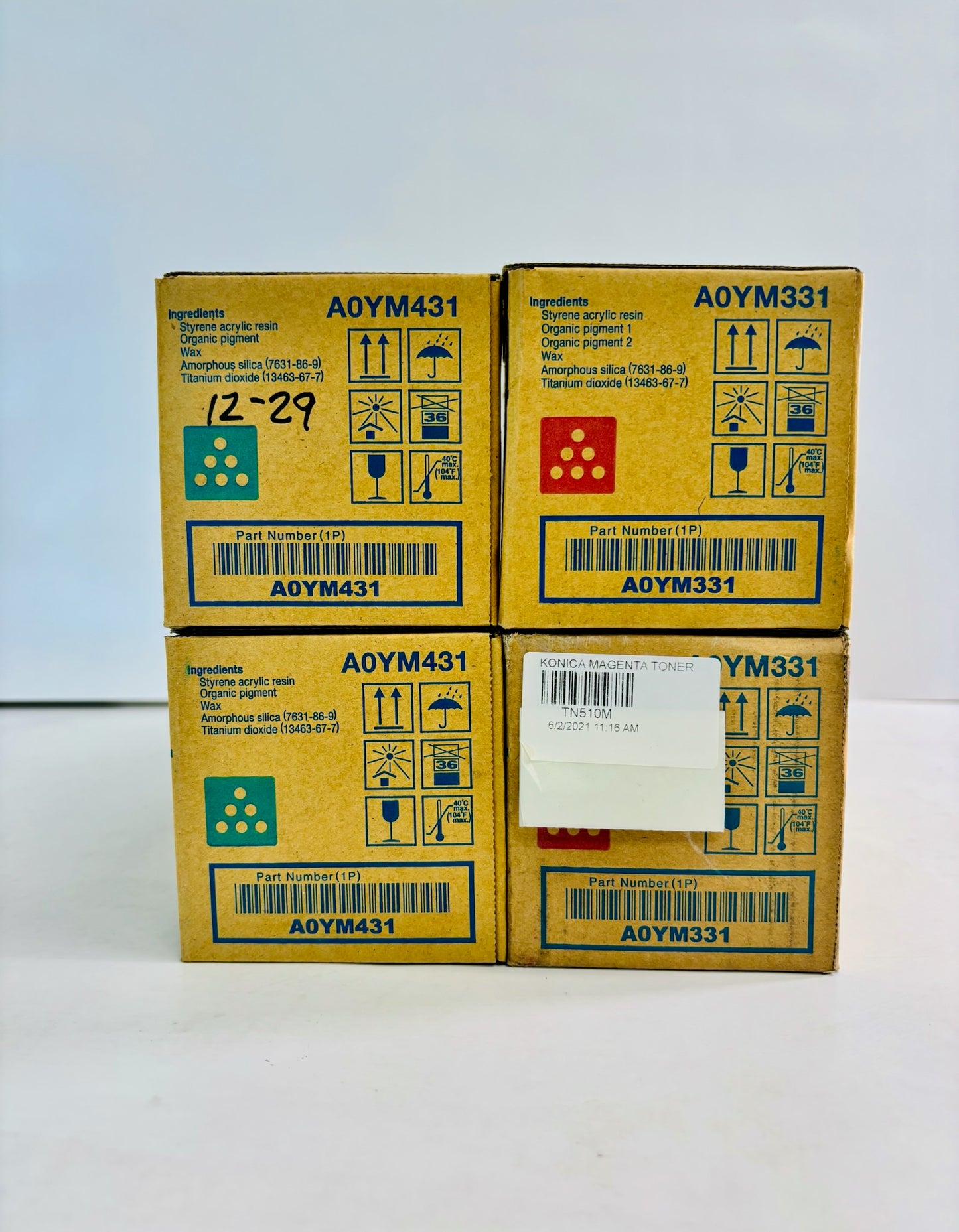4 Genuine Konica Pro C500 Cyan & Magenta Toners TN-510 CCMM, TN510C, TN510M