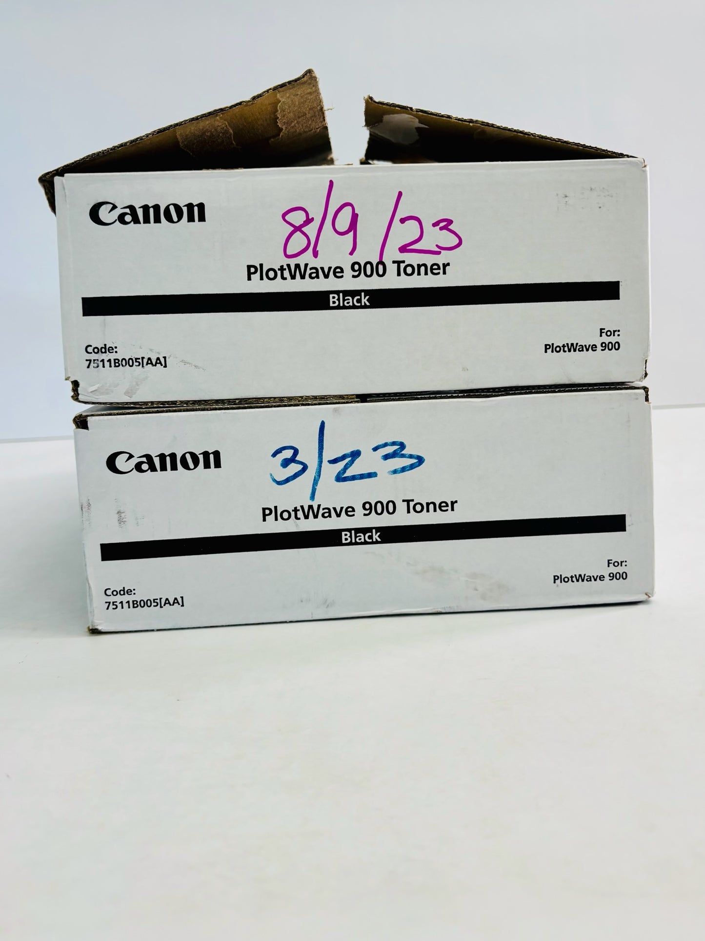 2 Genuine Canon PlotWave 900 Black Toners 7511B005AA (1 New & 1 Open Box)