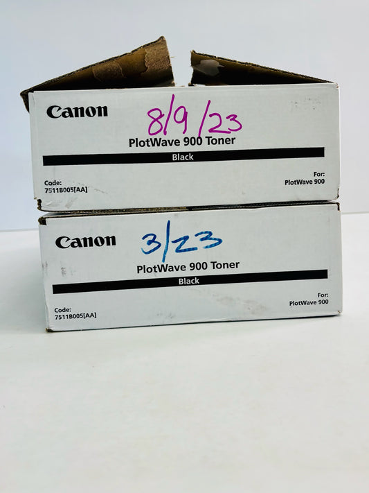 2 Genuine Canon PlotWave 900 Black Toners 7511B005AA (1 New & 1 Open Box)