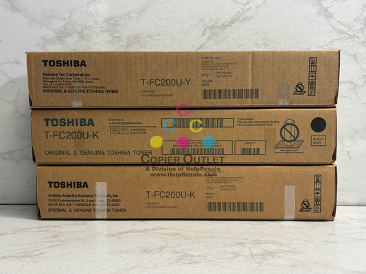 3 Genuine Toshiba e-STUDIO 2000AC, 2500AC YKK Toners T-FC200U(No Cyan & Magenta)