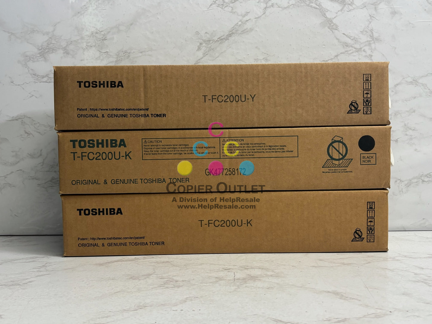 3 Genuine Toshiba e-STUDIO 2000AC, 2500AC YKK Toners T-FC200U(No Cyan & Magenta)