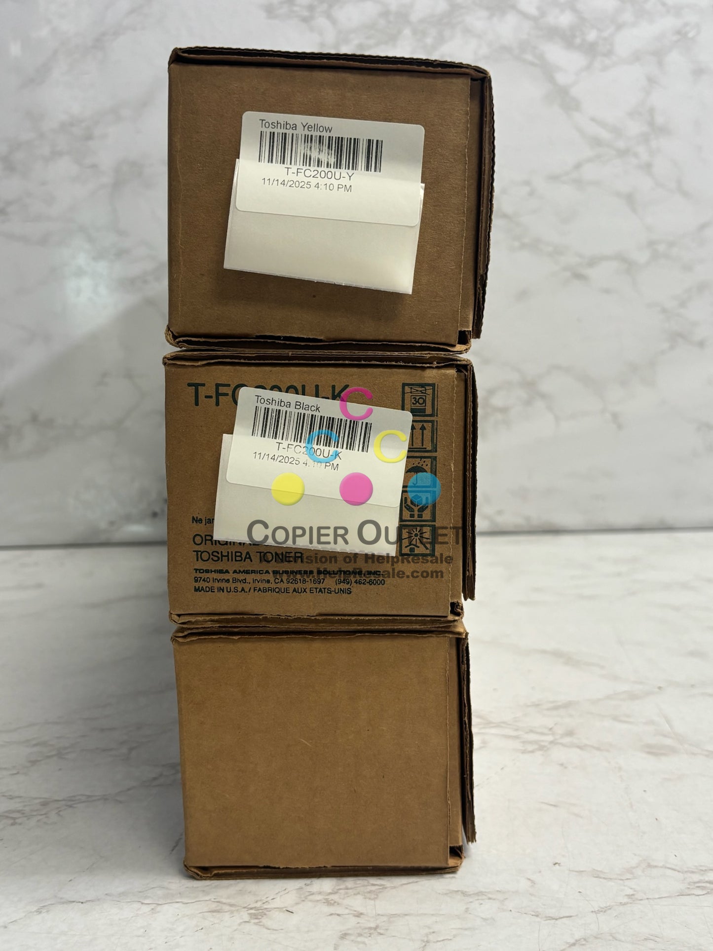 3 Genuine Toshiba e-STUDIO 2000AC, 2500AC YKK Toners T-FC200U(No Cyan & Magenta)