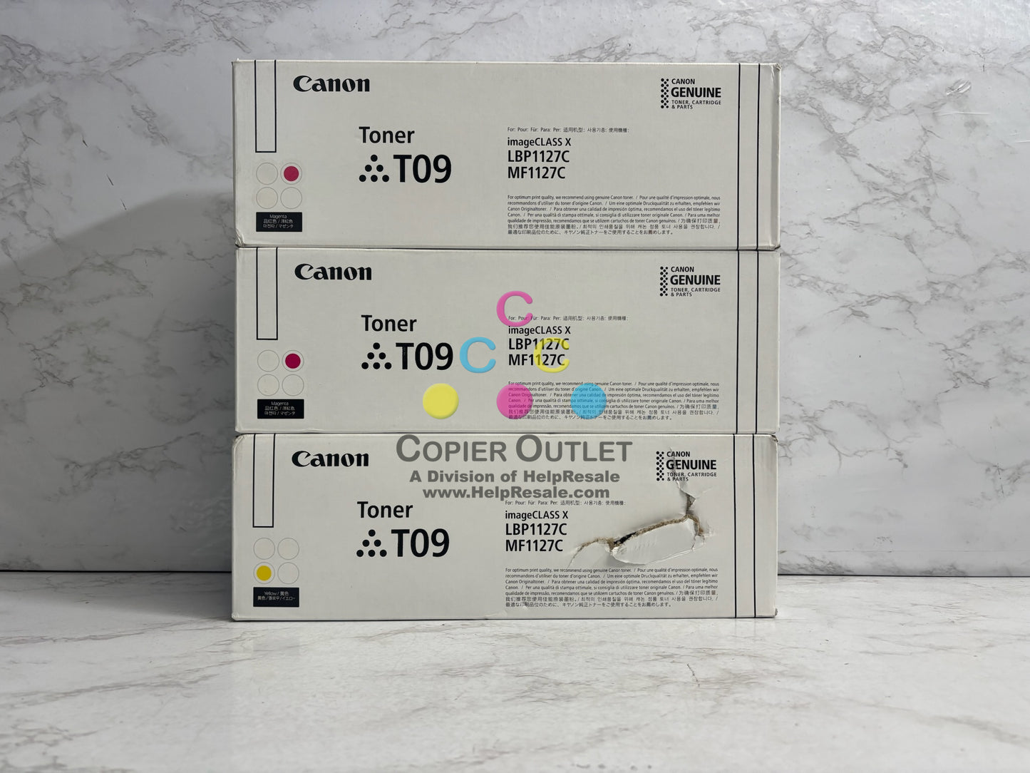 3 Genuine Canon imageCLASS X MF1127 c, LBP-1127 MMY Toner T09 (No Cyan & Black)