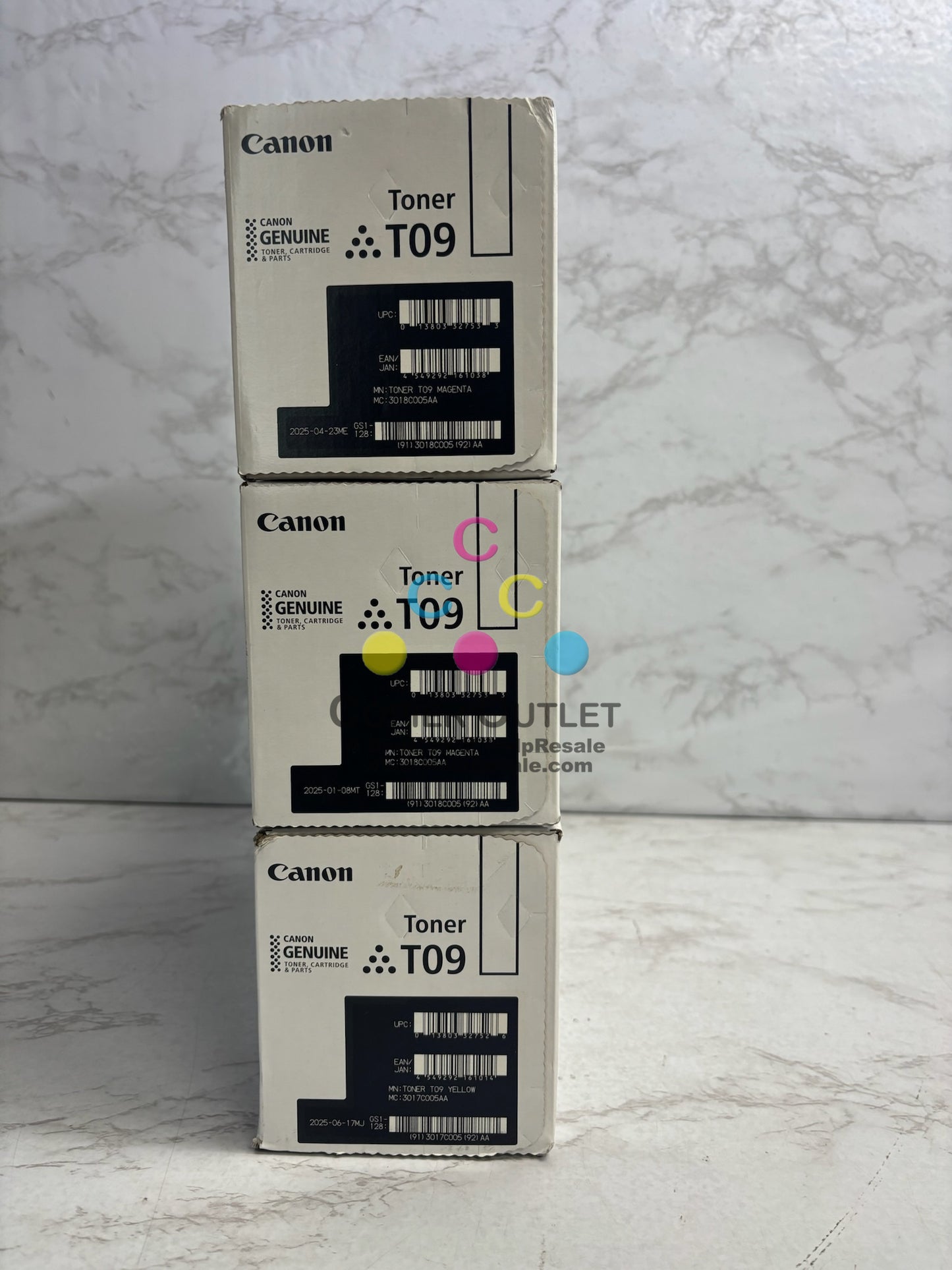 3 Genuine Canon imageCLASS X MF1127 c, LBP-1127 MMY Toner T09 (No Cyan & Black)