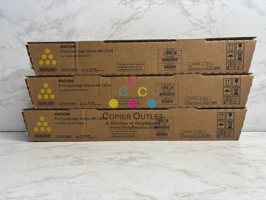 3 Genuine Ricoh IM C3010,C3510 Yellow Toners 842551 (No Cyan, Magenta & Black)