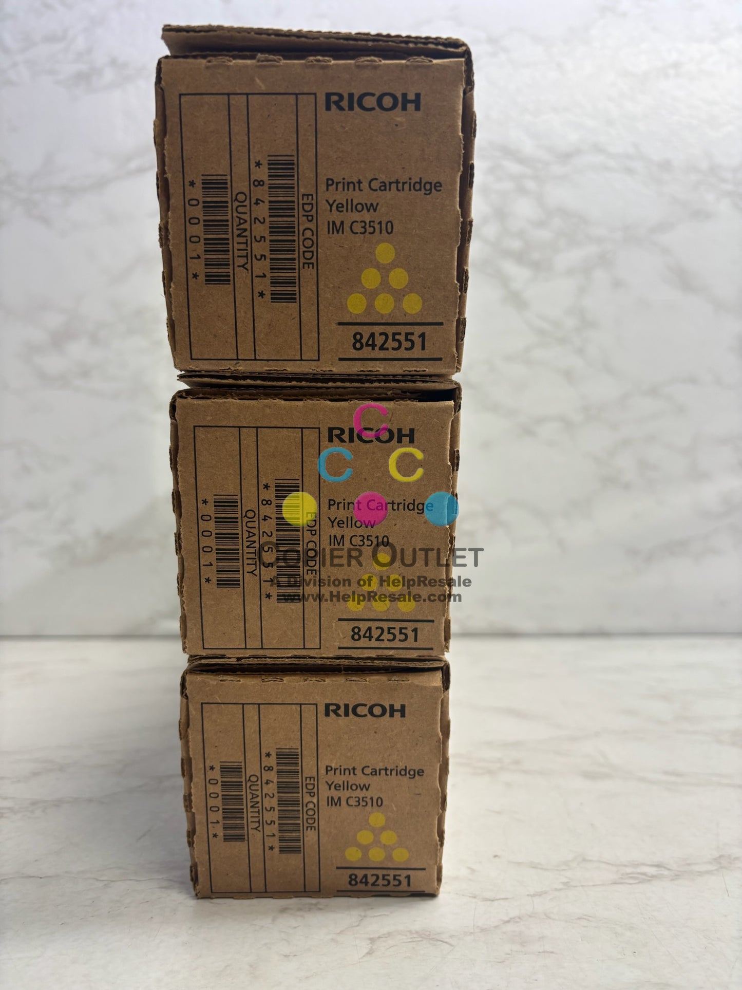 3 Genuine Ricoh IM C3010,C3510 Yellow Toners 842551 (No Cyan, Magenta & Black)