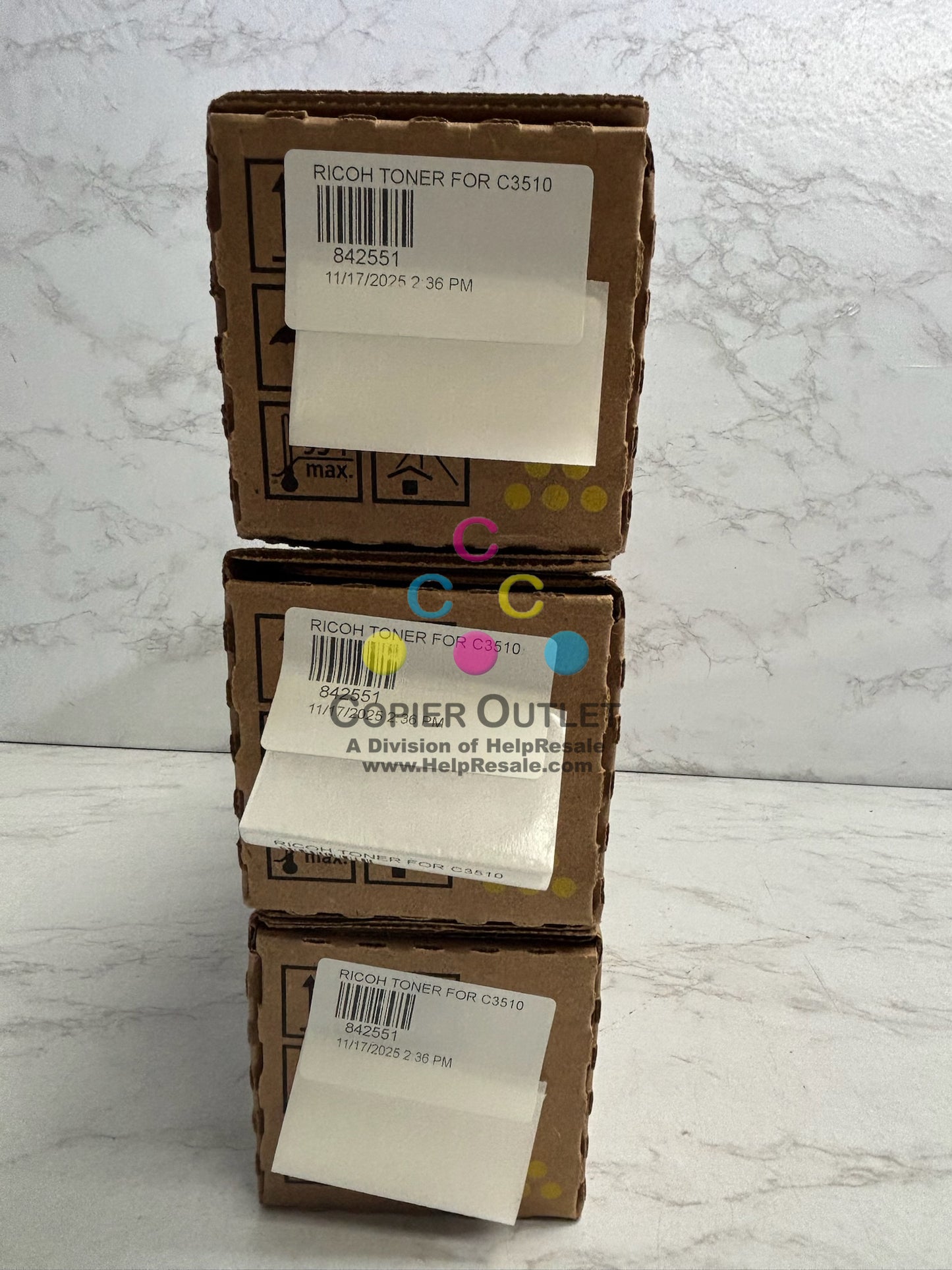 3 Genuine Ricoh IM C3010,C3510 Yellow Toners 842551 (No Cyan, Magenta & Black)