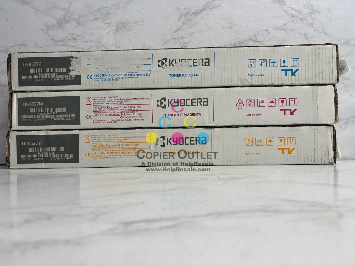 3 Cosmetic OEM Kyocera TASKalfa3552ci,3553ci,4052ci CMY Toner TK-8527 (No Black)