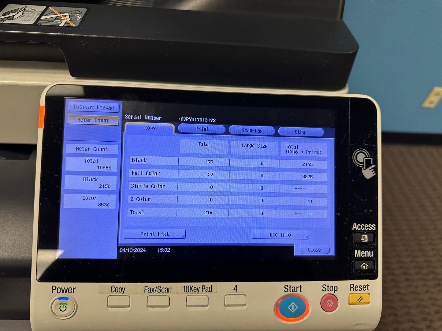Demo Konica Minolta Bizhub C308 Color Copier Printer Scan Fax Only 10K Use