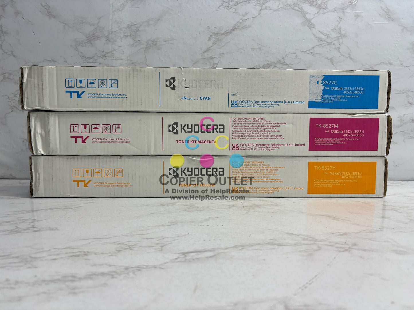 3 Cosmetic OEM Kyocera TASKalfa3552ci,3553ci,4052ci CMY Toner TK-8527 (No Black)