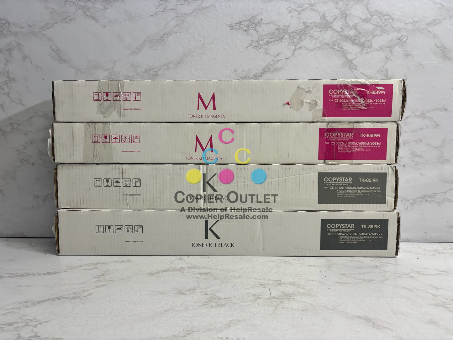 4 Open OEM Kyocera TASKalfa 5052ci,5053ci,6052ci MMKK Toner TK-8519(No Cyan&Yel)