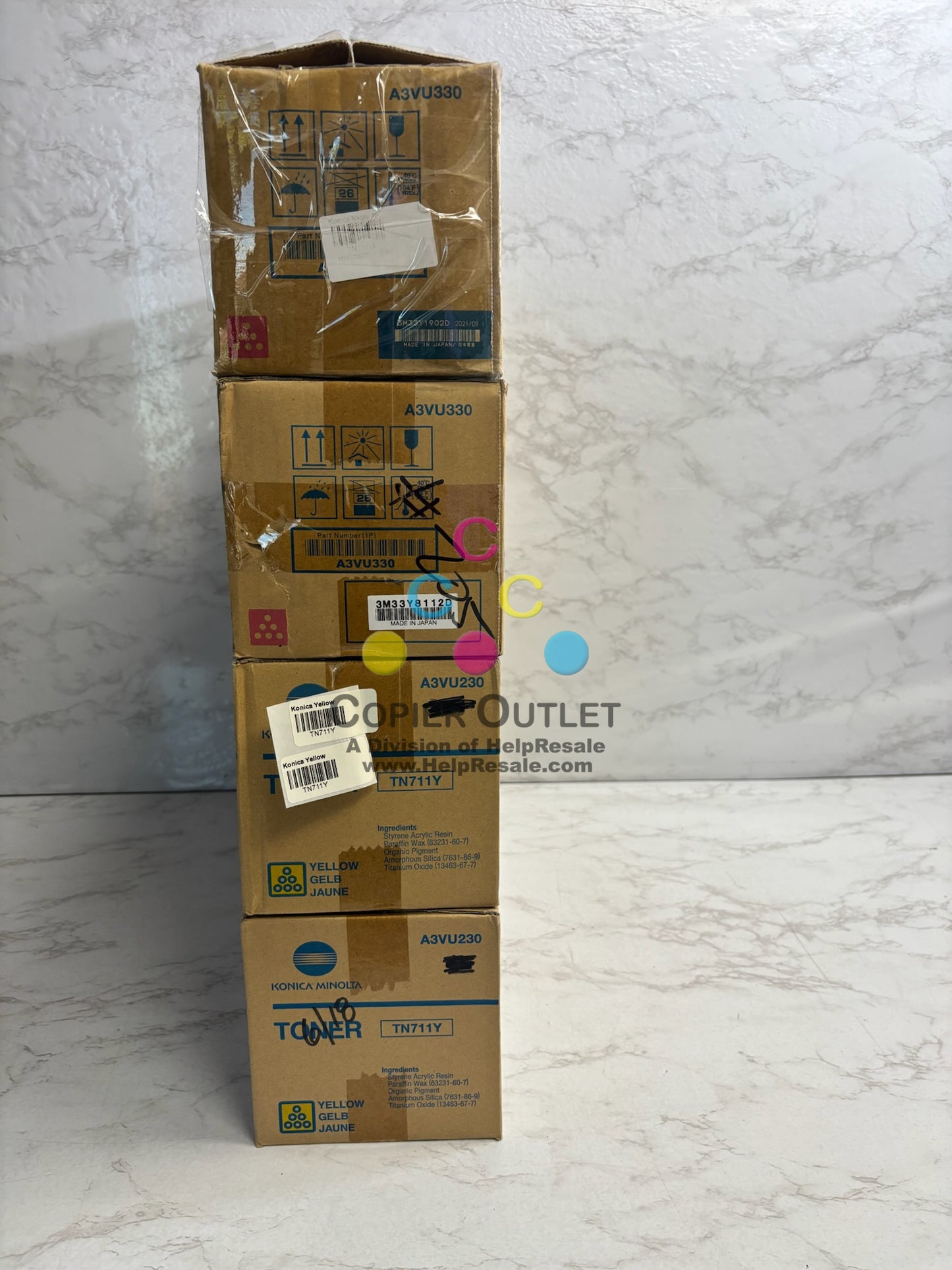 4 Open Genuine  Konica Minolta BH C654,C654E,C754 MMYY Toners TN711M, TN711Y