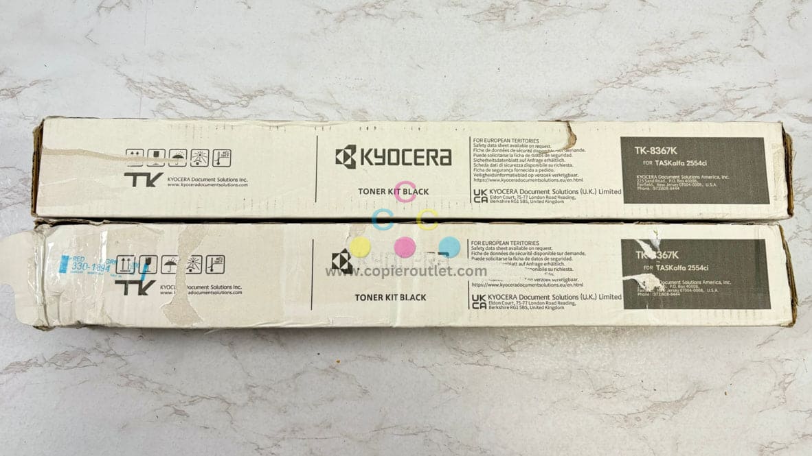 2 OEM Kyocera TASKalfa 2554ci TK-8367K Black Toners  (1 New & 1 Open)