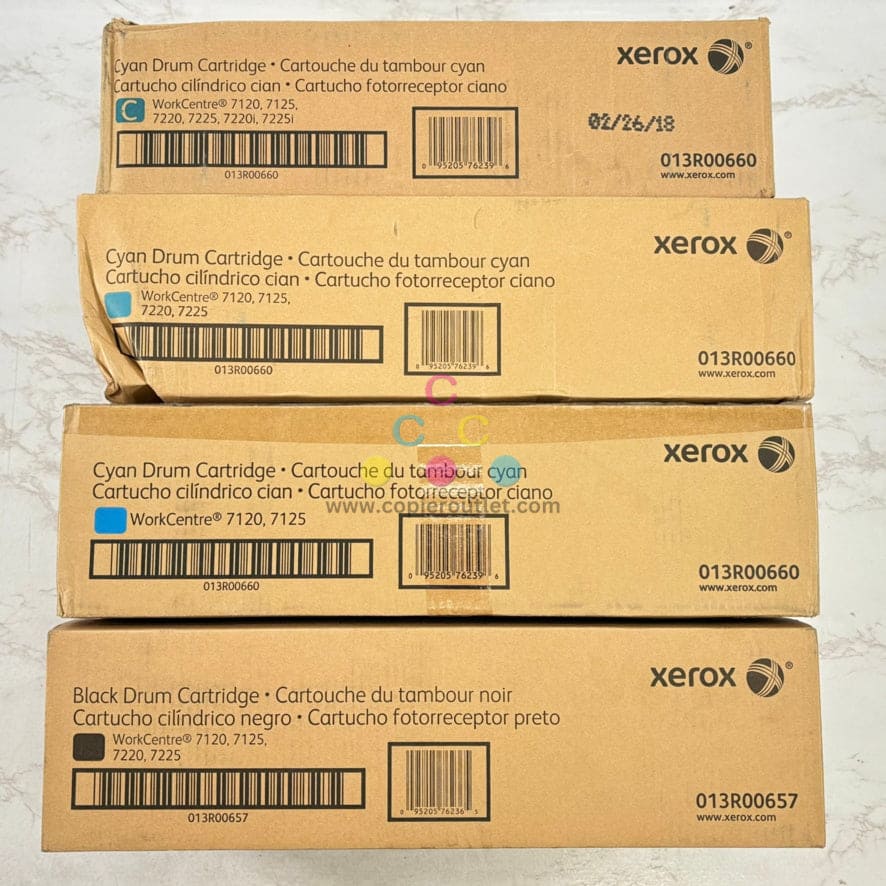 4 OEM Xerox WC 7120,7125,7220,7225 CCCK Drums 013R00657 & 013R00660
