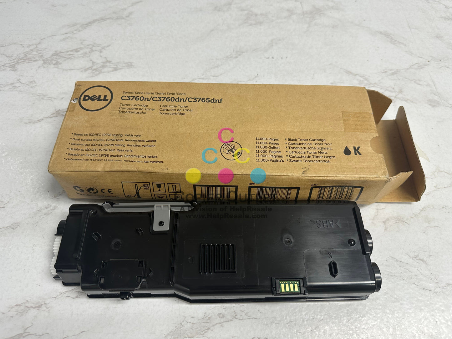Open New Genuine Dell C3760n,C760dn,C73765dnf Black Toner W8D60 (Water Damaged Box)