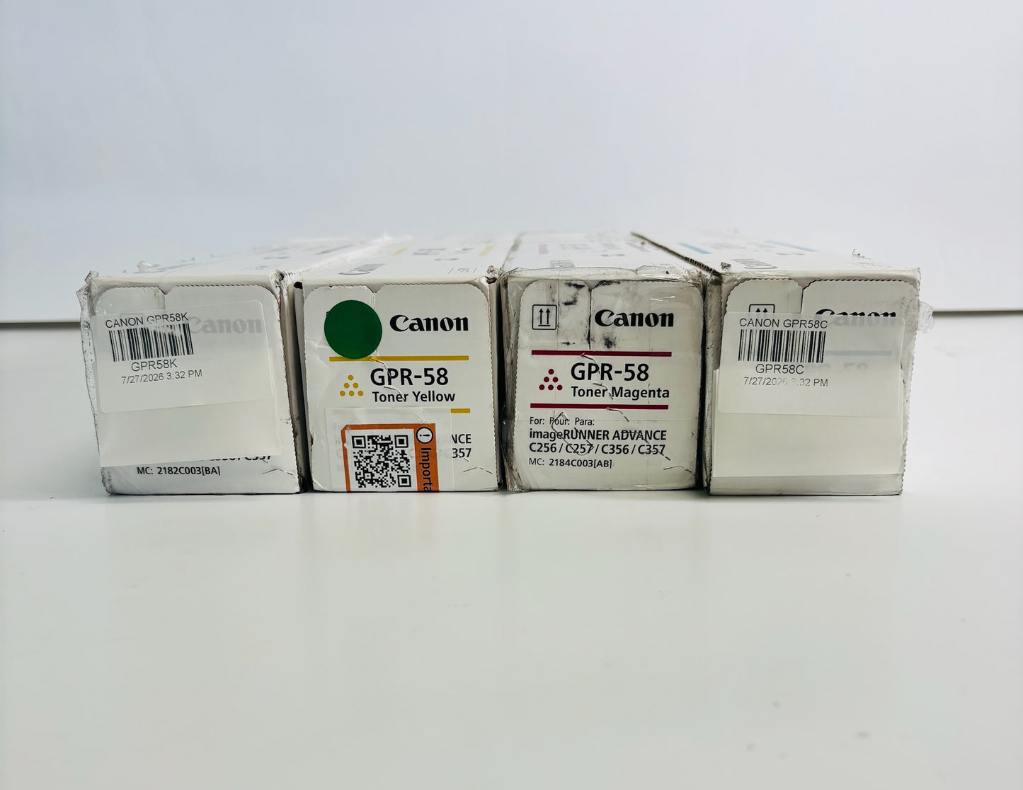 4 Cosmetic Genuine Canon C256, C257, C356 CMYK Toners GPR58, GPR-58