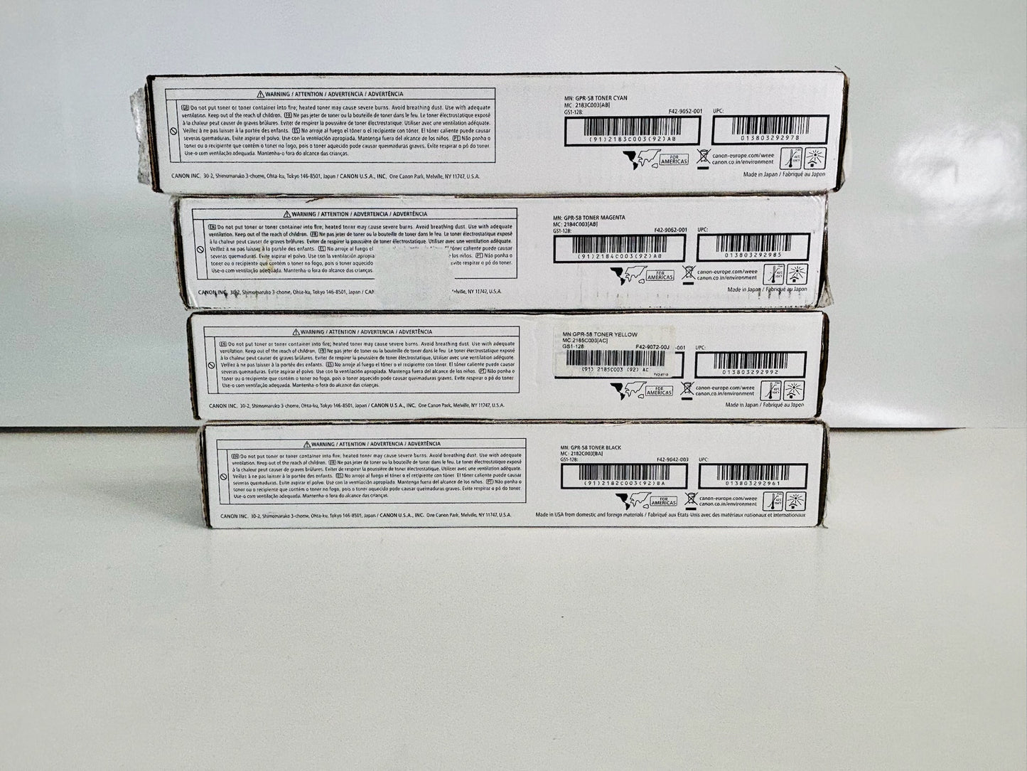 4 Cosmetic Genuine Canon C256, C257, C356 CMYK Toners GPR58, GPR-58