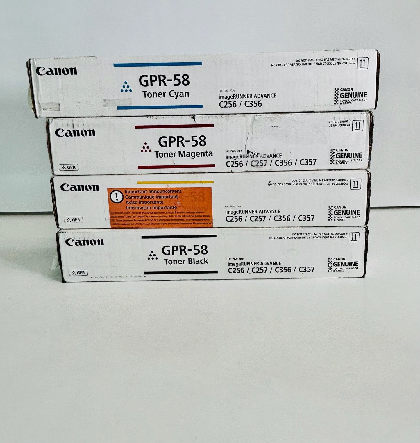 4 Cosmetic Genuine Canon C256, C257, C356 CMYK Toners GPR58, GPR-58