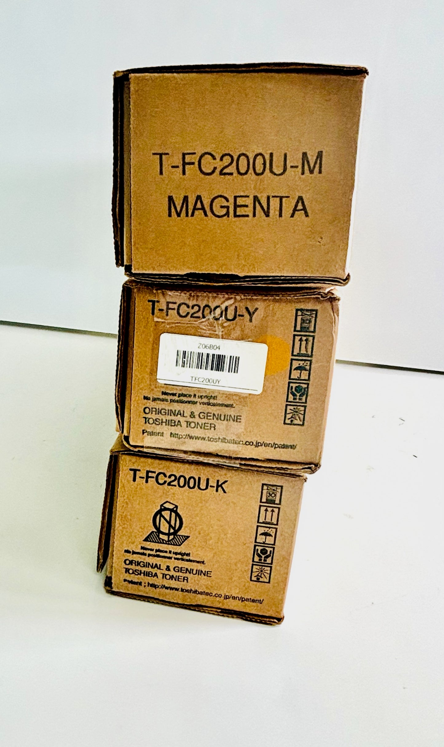 3 Genuine Toshiba 2000AC/2500AC Magenta, Yellow & Black Toners T-FC200U-MYK