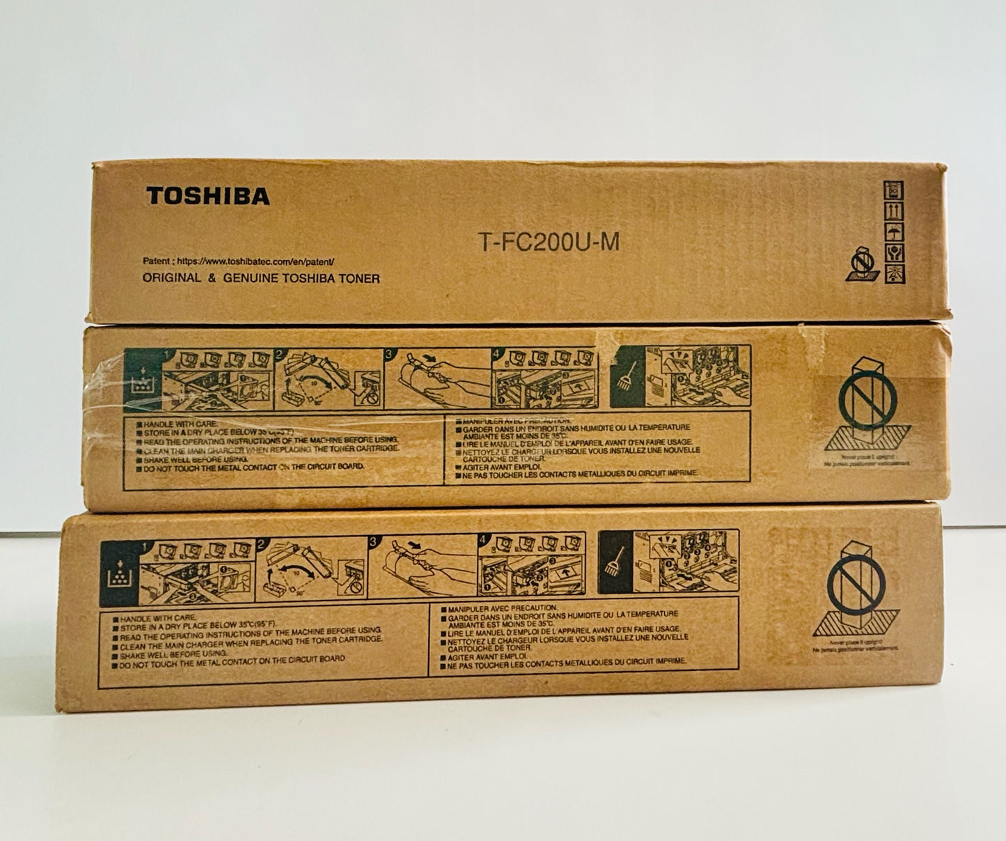 3 Genuine Toshiba 2000AC/2500AC Magenta, Yellow & Black Toners T-FC200U-MYK