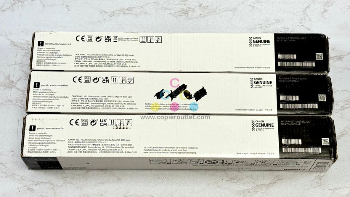 3 OEM Canon imageRUNNER ADVDX 6855i,6860i,6870i Black Toners GPR-63K 4766C003AA