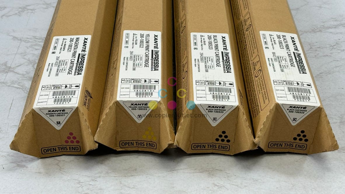 4 OEM Xante Impressia Digi Multi-Media Press MYKK Toners 200-100321,10022,10023