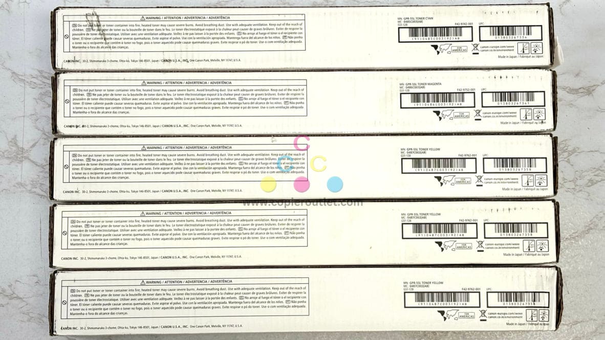 5 New Genuine Canon iR-ADV C5535,C5540,C5550,C5560,C5750 GPR-55L CMYYY Toners