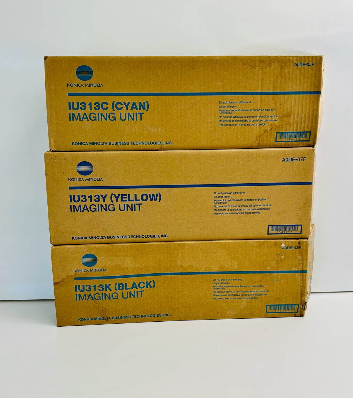 3 OEM Konica C300,C352P Cyan, Yellow, Black Imaging Unit IU313 Water Damaged Box