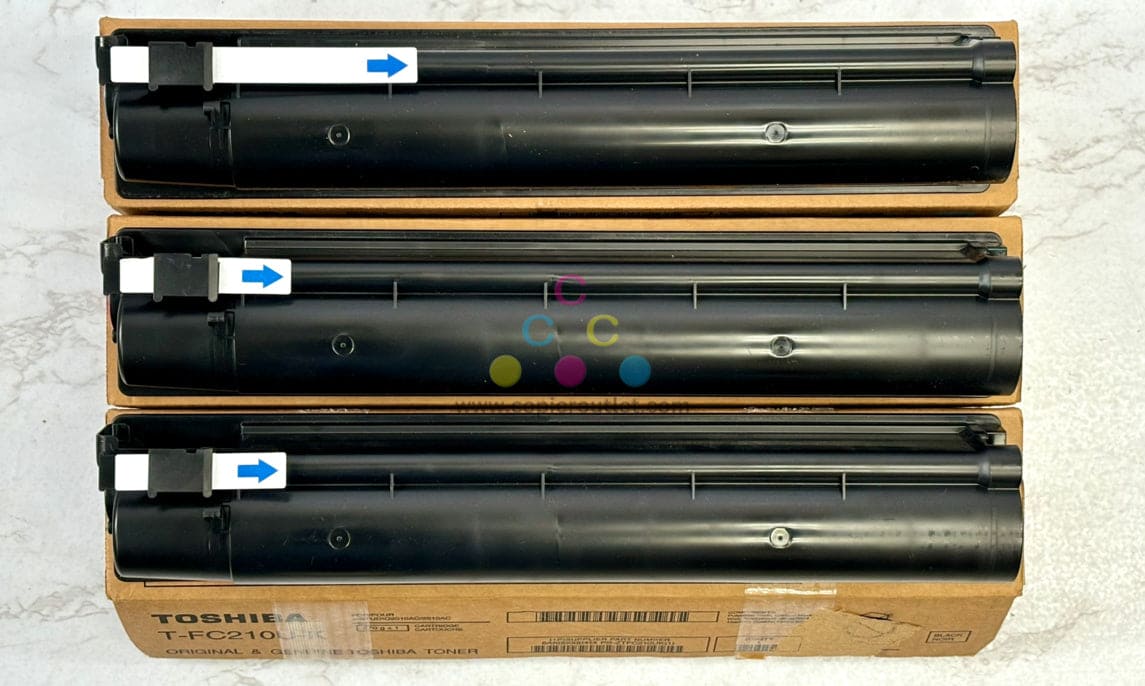 3 OEM Toshiba eSTUDIO 2010AC, 2510AC T-FC210U CMK Toners (Open Box, Sealed Tap)