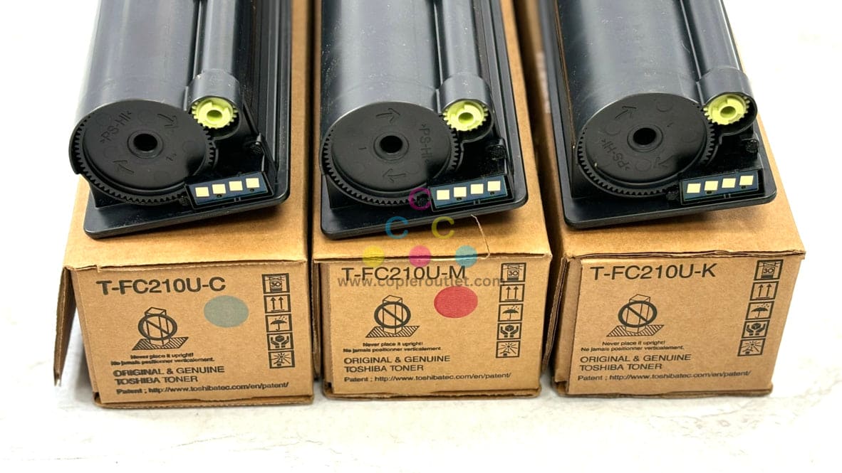 3 OEM Toshiba eSTUDIO 2010AC, 2510AC T-FC210U CMK Toners (Open Box, Sealed Tap)