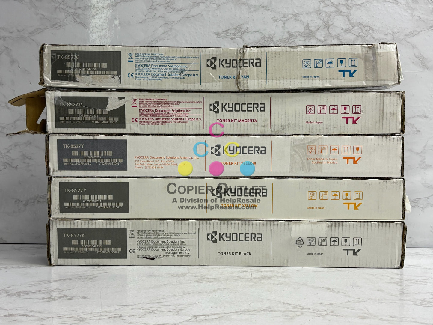 5 Open Genuine Kyocera TASKalfa 3552ci,3553ci,4052ci CMYYK Toners TK-8527