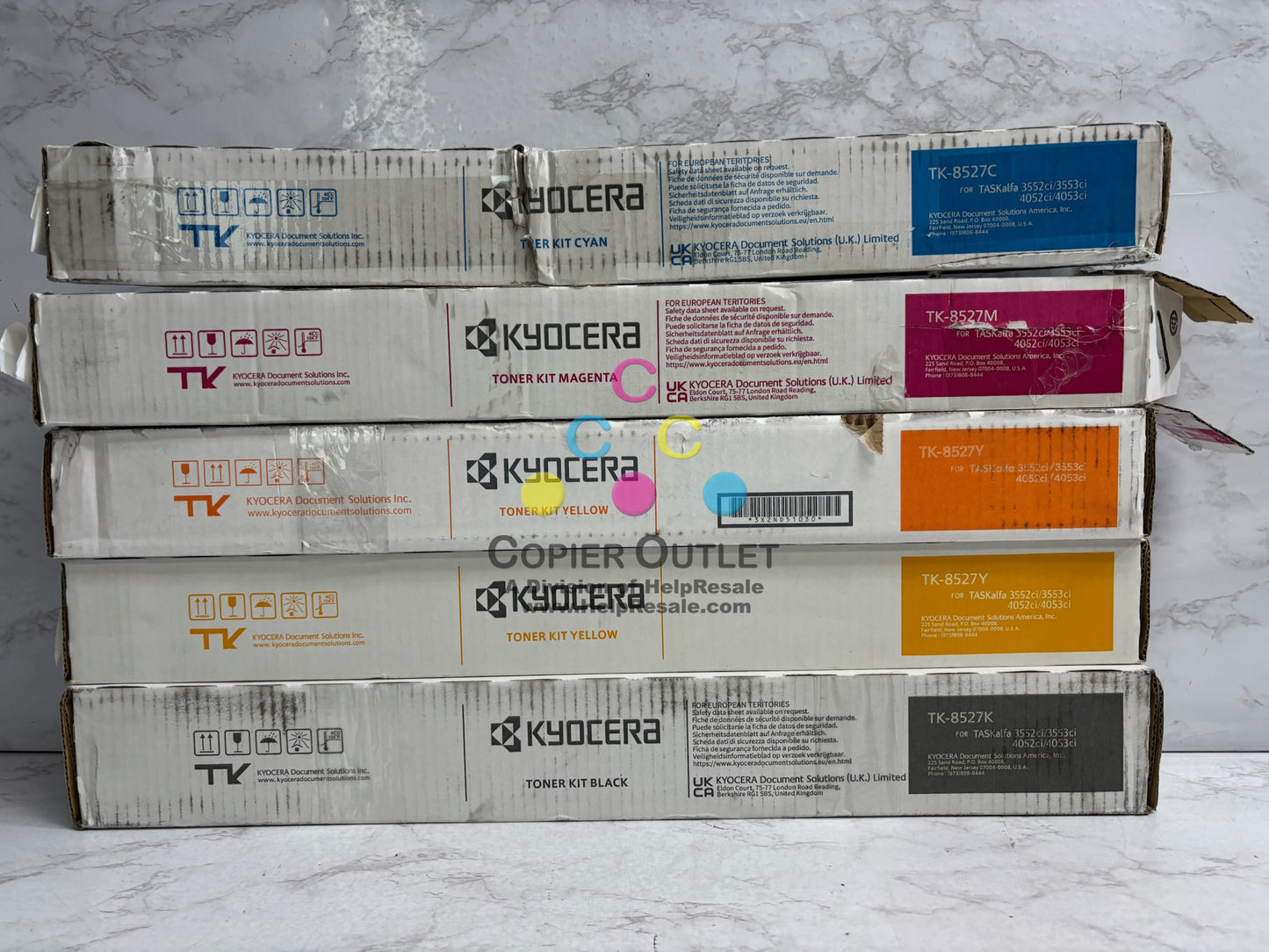 5 Open Genuine Kyocera TASKalfa 3552ci,3553ci,4052ci CMYYK Toners TK-8527