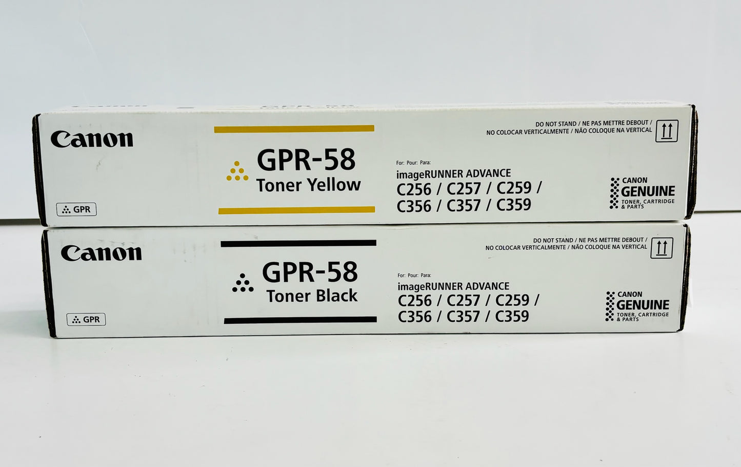 2 Genuine Canon C256,C359,C357 Yellow & Black Toners GPR-58, GPR58Y GPR58K