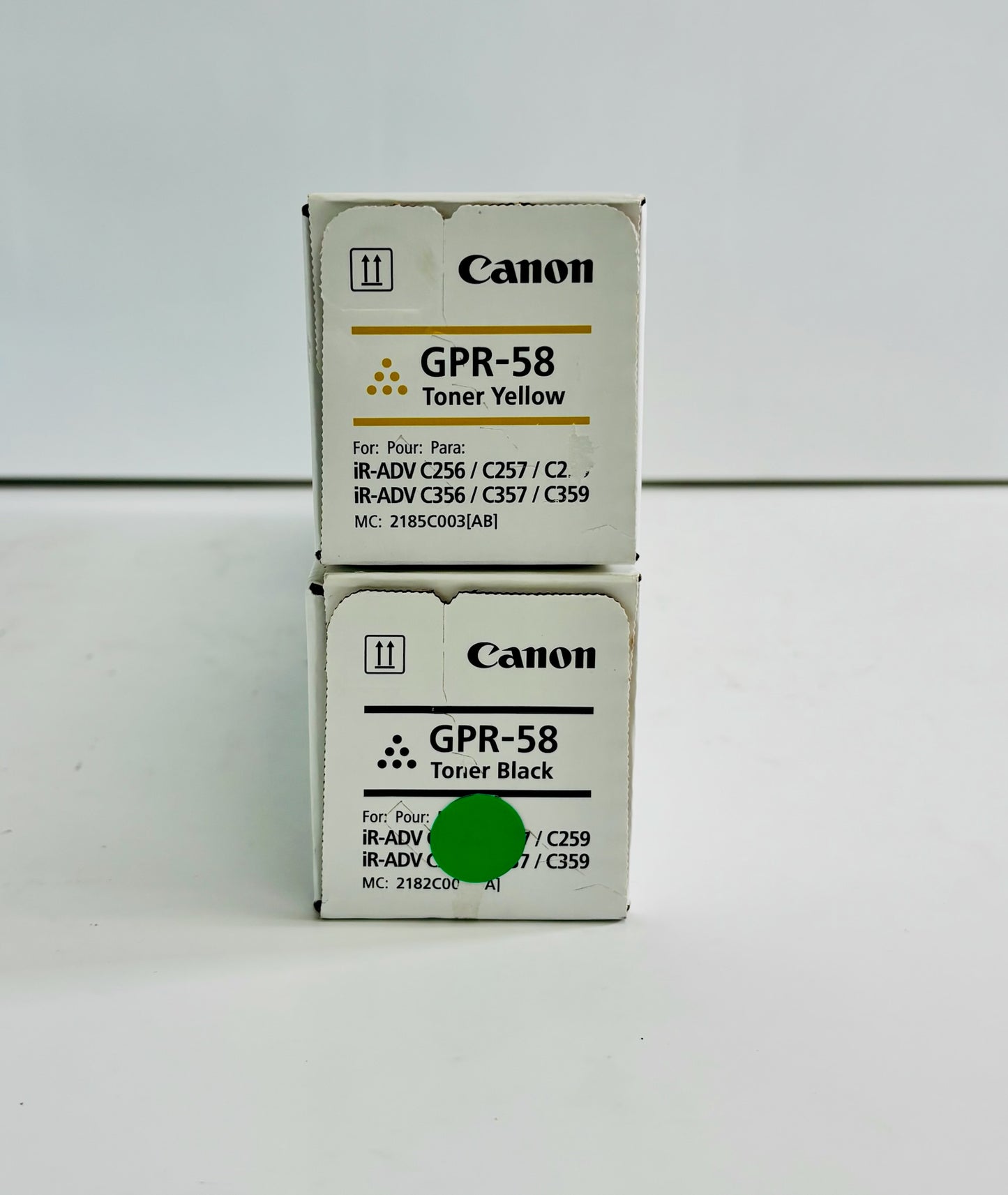 2 Genuine Canon C256,C359,C357 Yellow & Black Toners GPR-58, GPR58Y GPR58K