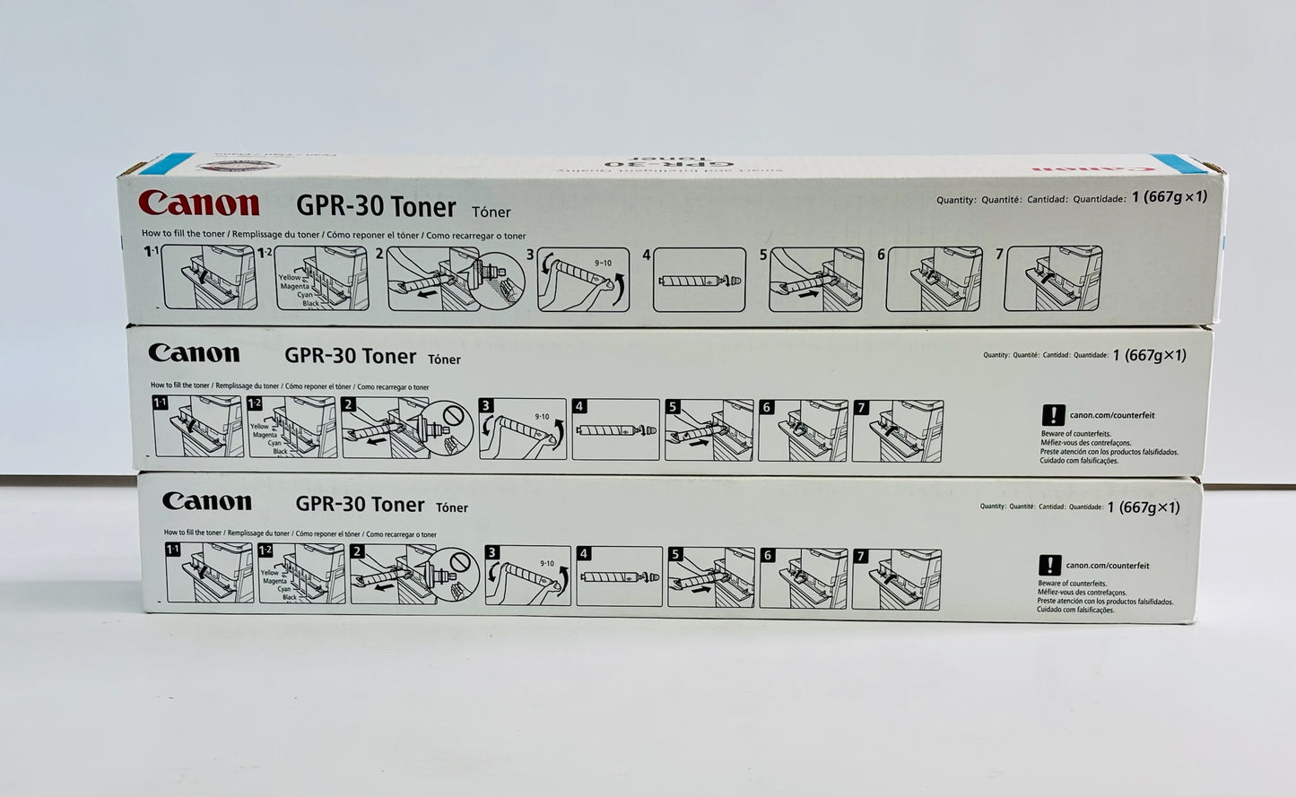 3 Genuine Canon IR C5045,C5255 Cyan, Magenta &  Yellow Toners GPR-30, GPR30 CMY