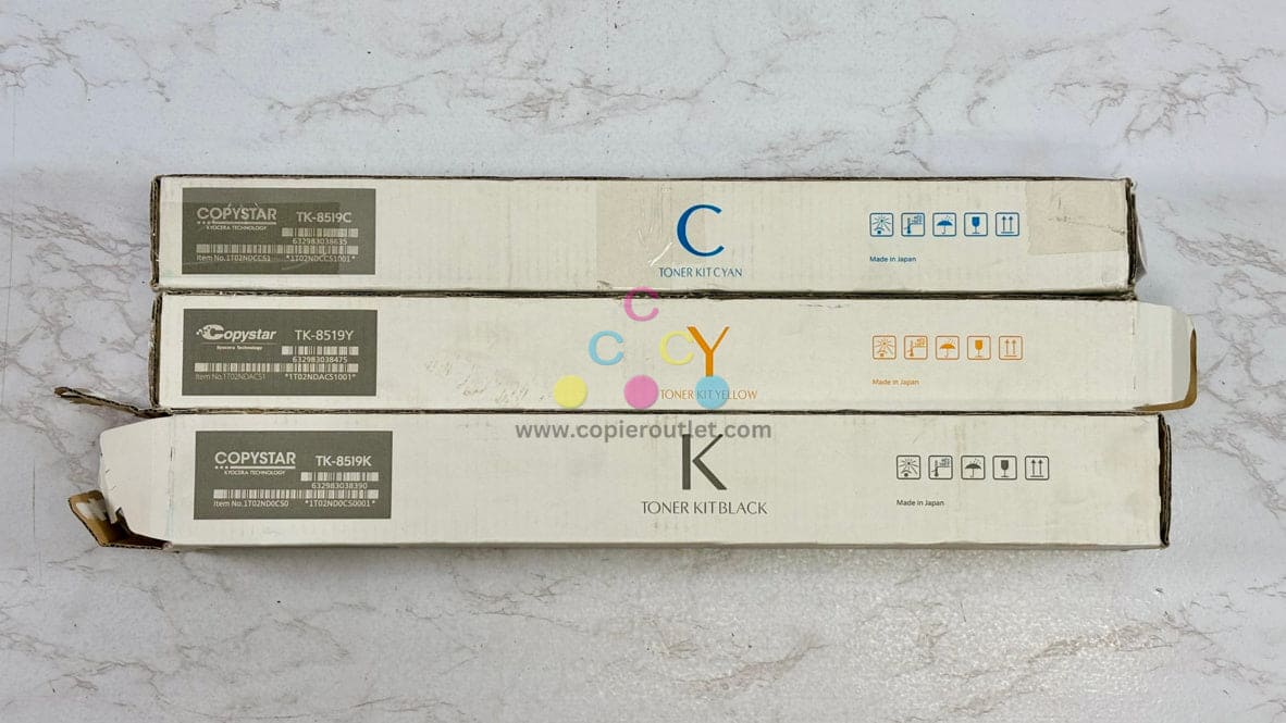 3 OEM Kyocera TASKalfa 5052ci,5053ci,6052ci,6053ci TK-8519 CYK Toner (Open Yel & Black)