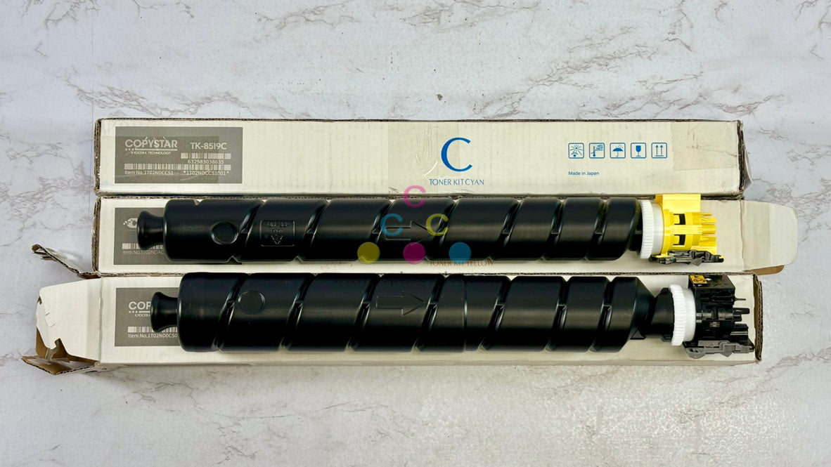3 OEM Kyocera TASKalfa 5052ci,5053ci,6052ci,6053ci TK-8519 CYK Toner (Open Yel & Black)