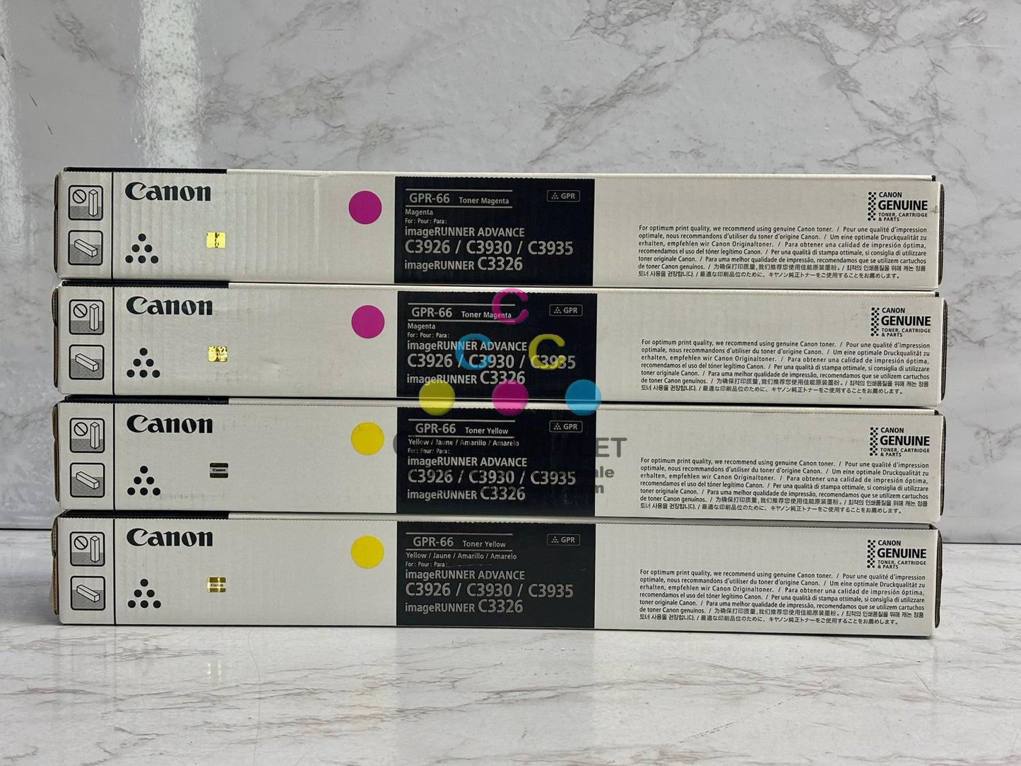 4 New Genuine Canon iR Adv C3926,C3930,C3935 MMYY Toners GPR-66(No Cyan & Black)