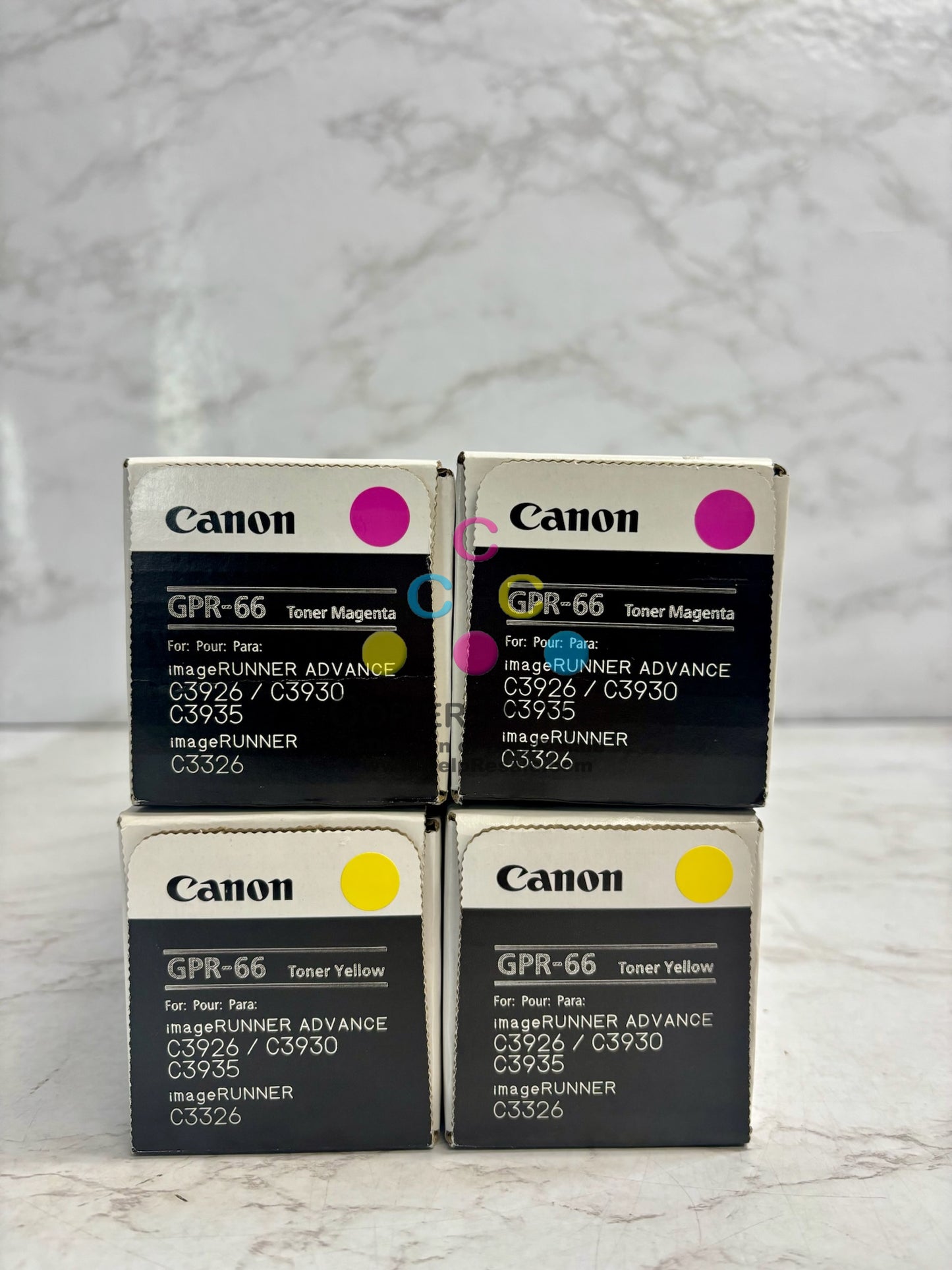 4 New Genuine Canon iR Adv C3926,C3930,C3935 MMYY Toners GPR-66(No Cyan & Black)