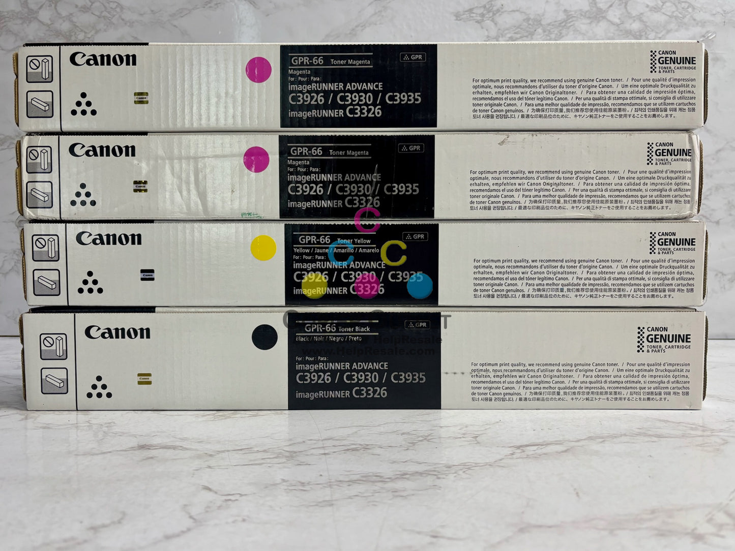 4 New Genuine Canon iR Adv C3926,C3930,C3935 MMYK Toners GPR-66(No Cyan)