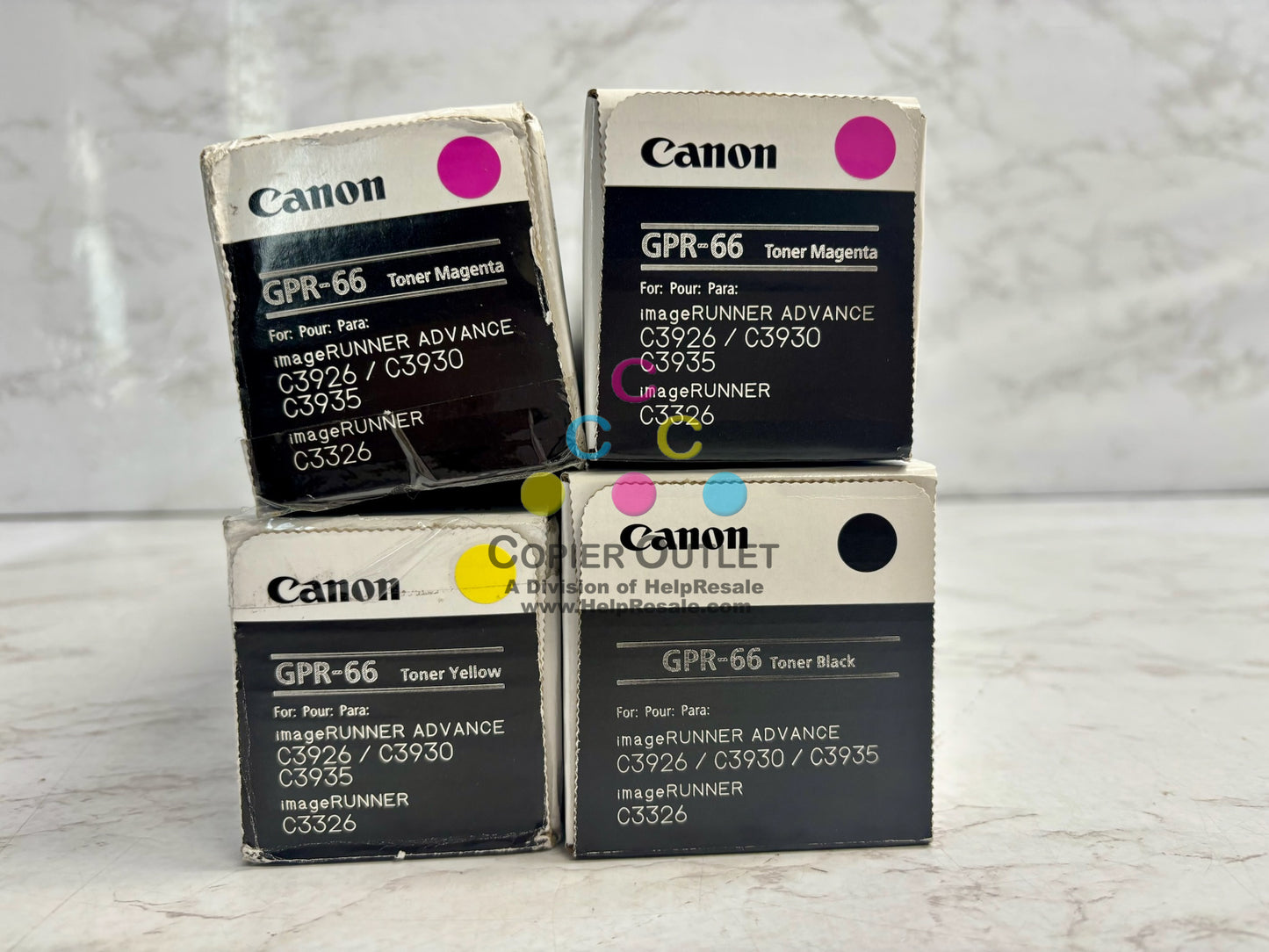 4 New Genuine Canon iR Adv C3926,C3930,C3935 MMYK Toners GPR-66(No Cyan)