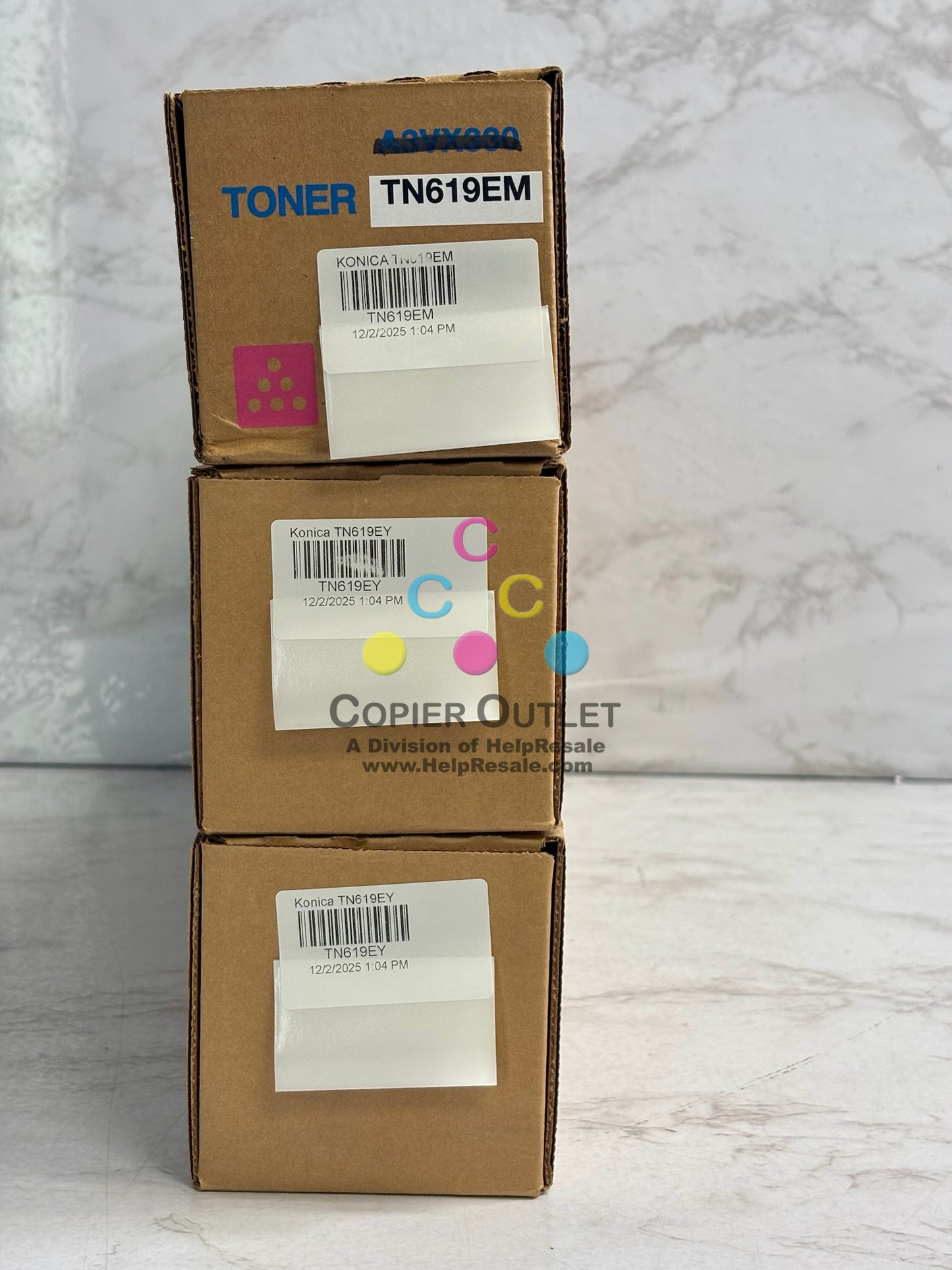 3 OEM Konica BH C1060,C1070 MYY Toner TN619EM,TN619EY(No Cyan & Black)