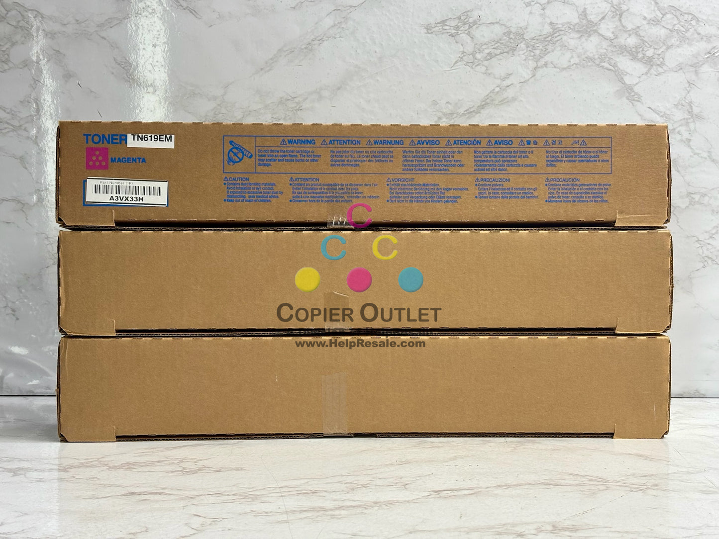 3 OEM Konica BH C1060,C1070 MYY Toner TN619EM,TN619EY(No Cyan & Black)
