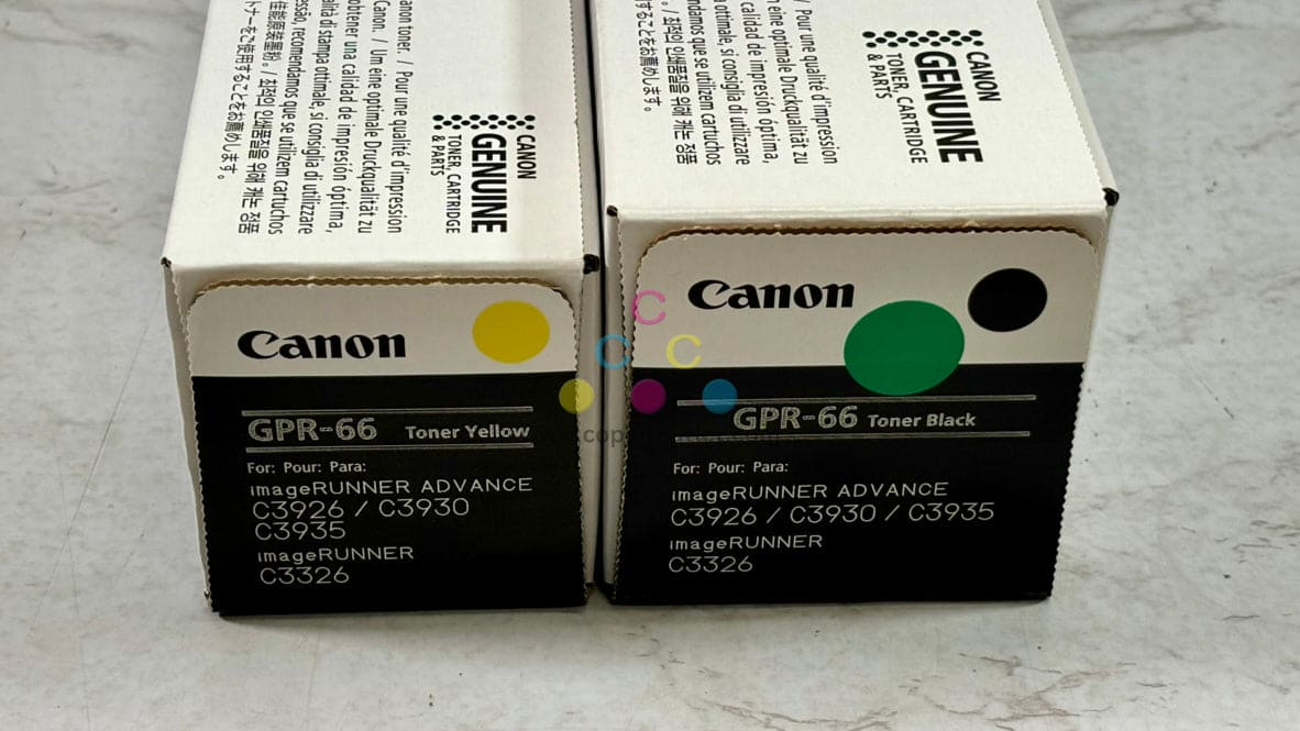 2 OEM Canon iR C3926,C3930,C3935,C3326 Yellow & Black Toners GPR-66Y, GPR-66K