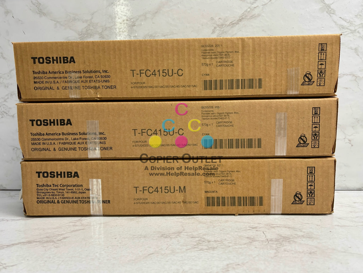 3 Open OEM Toshiba eStudio 2515AC,3015AC CCM Toner T-FC415U (No Yellow& Black)