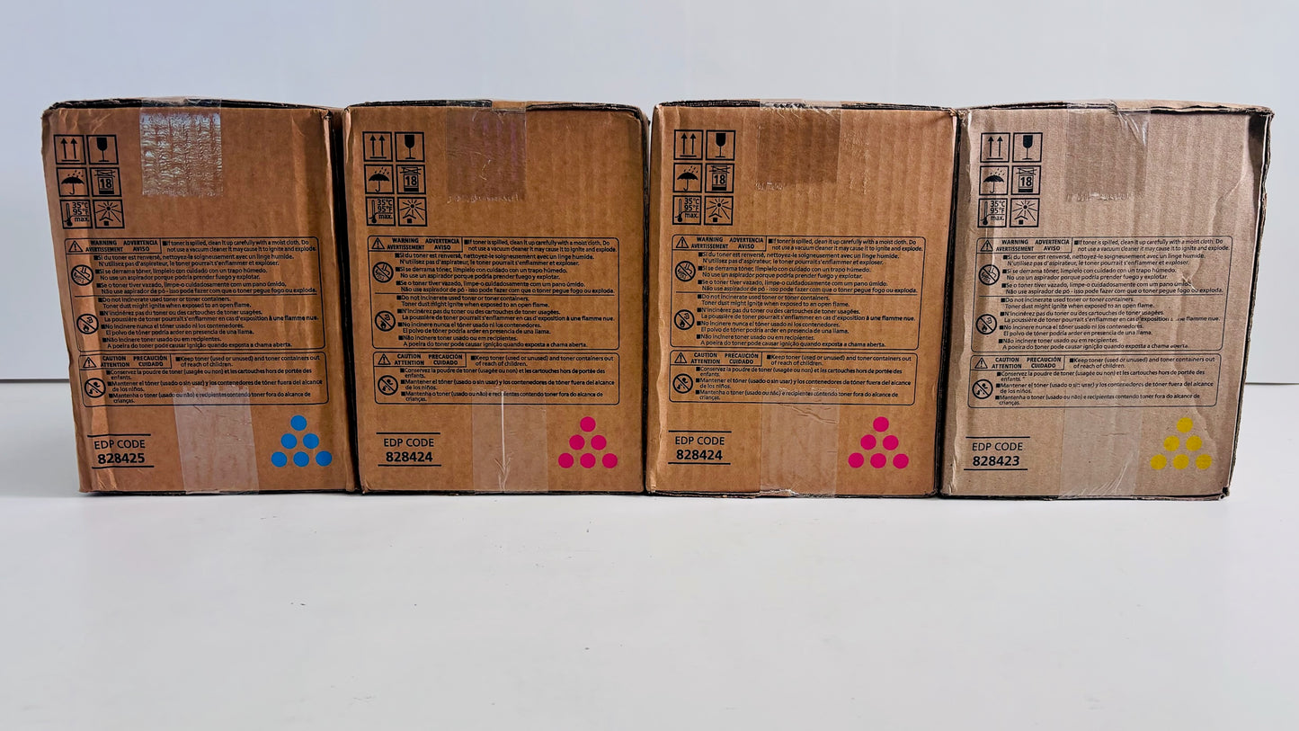 4 Genuine Ricoh C5200S,C5210s Cyan, Magenta & Yellow Toners 828423,828424,828425