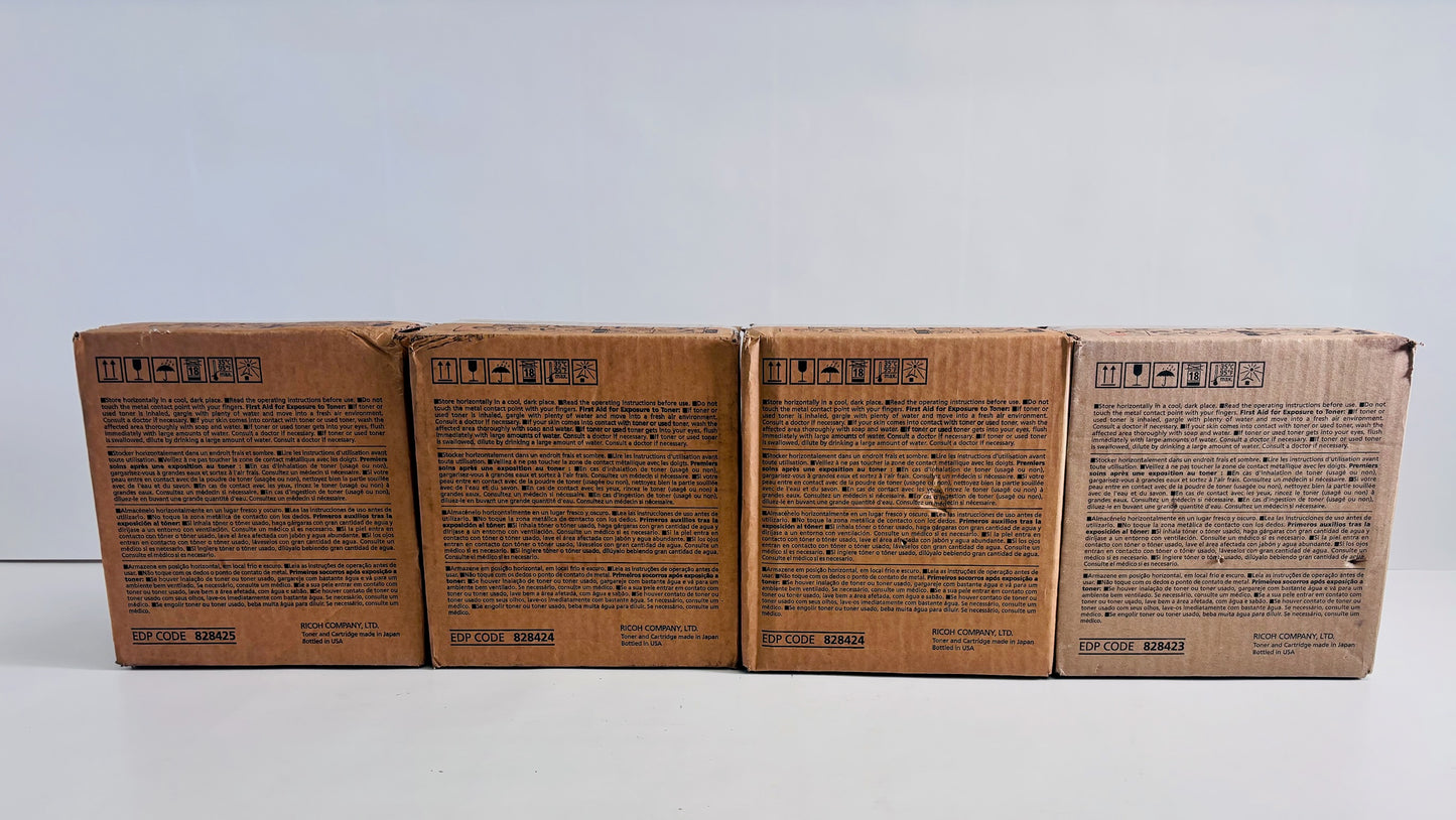 4 Genuine Ricoh C5200S,C5210s Cyan, Magenta & Yellow Toners 828423,828424,828425