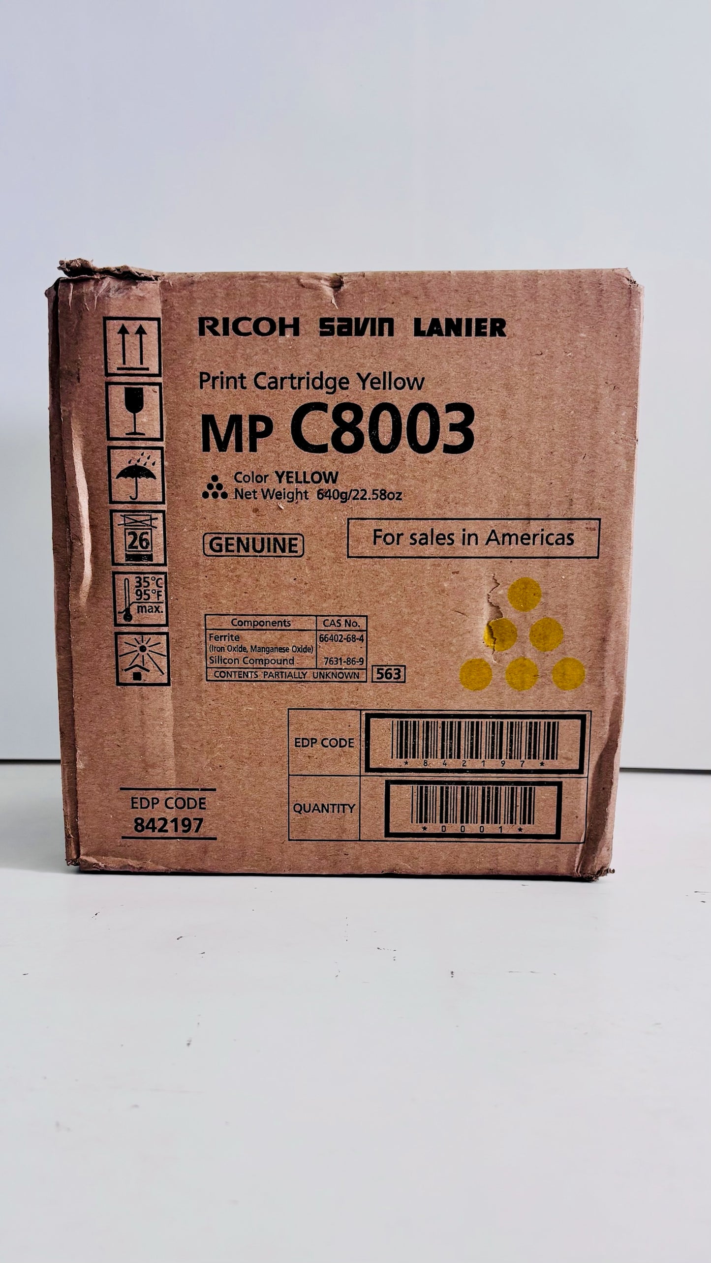 New Genuine Ricoh MPC8003, IMC6500,IMC8000 Yellow Toner 842197 Same Day Ship