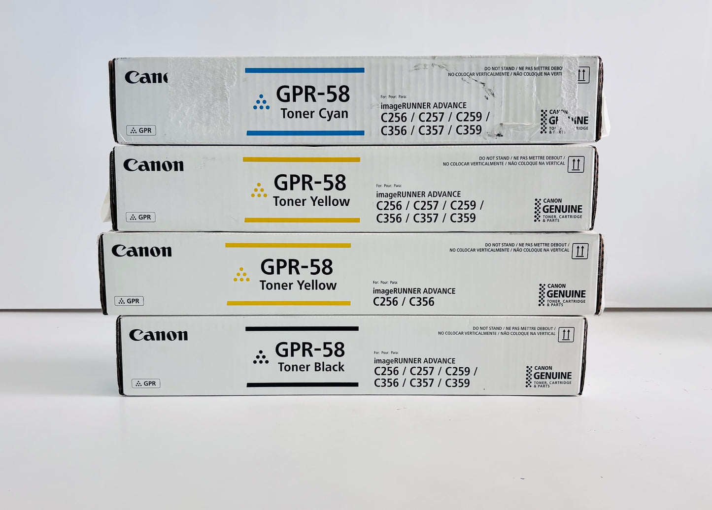 4 Genuine Canon iRAC256/C259/C257 Cyan, Yellow & Black Toners GPR-58 CYYK